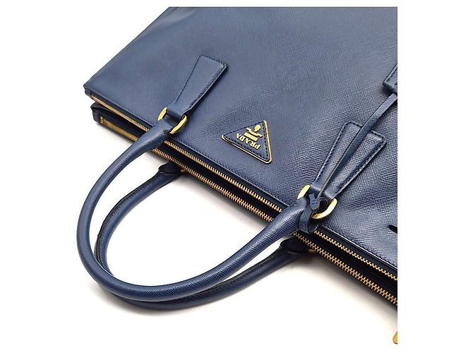 Prada Borsa Tote Saffiano Lux Blu - vista 5