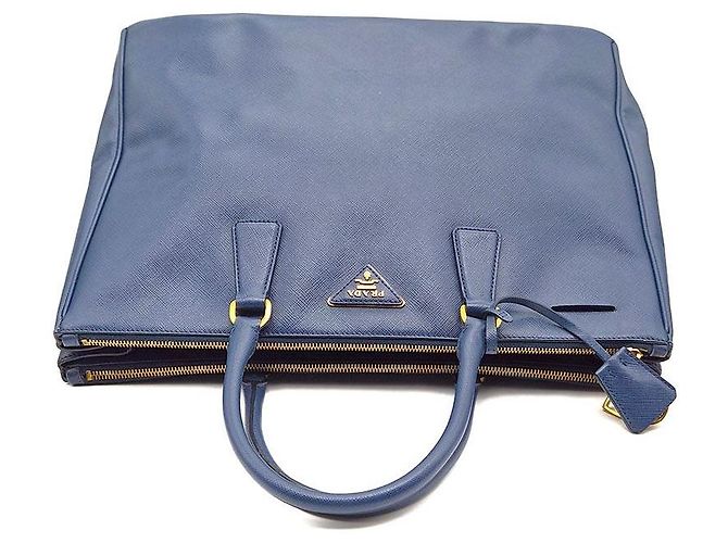 Prada Borsa Tote Saffiano Lux Blu - vista 6