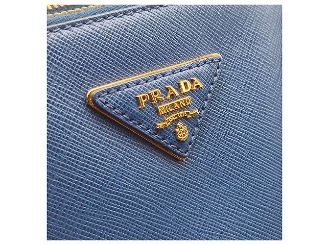 Prada Borsa Tote Saffiano Lux Blu - vista 8