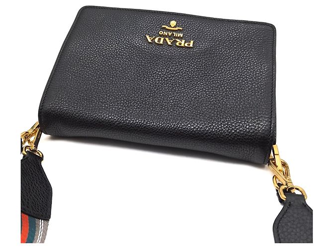 Prada Borsa a Spalla e Crossbody Vittelo Daino Nero - vista 5