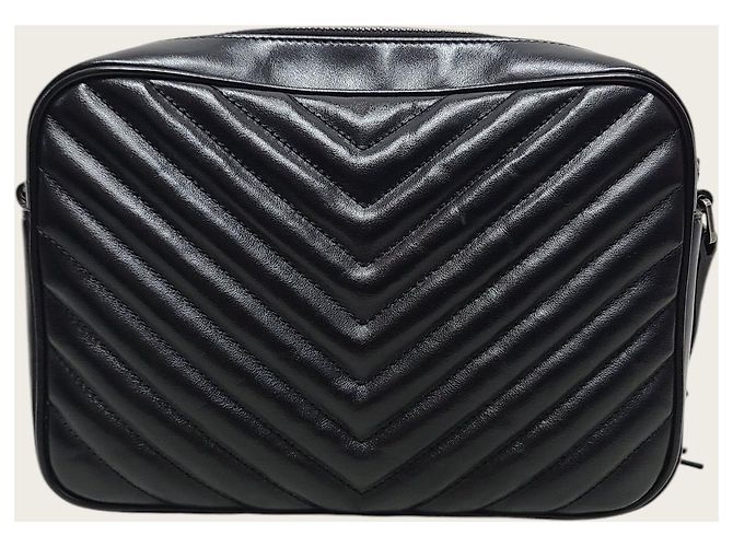 Saint Laurent Schwarze Monogramm-Kamera-Tasche aus Leder mit Quaste - Ansicht 5