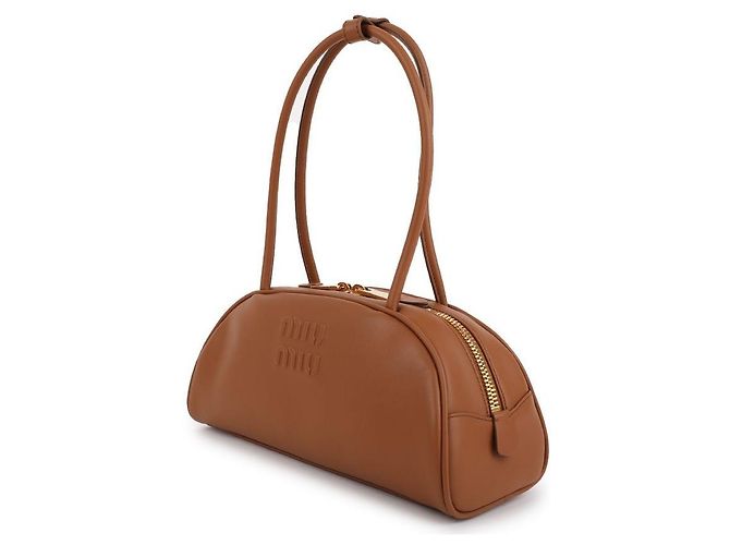 Miu Miu Borsa Tote in pelle media da donna Marrone - vista 4