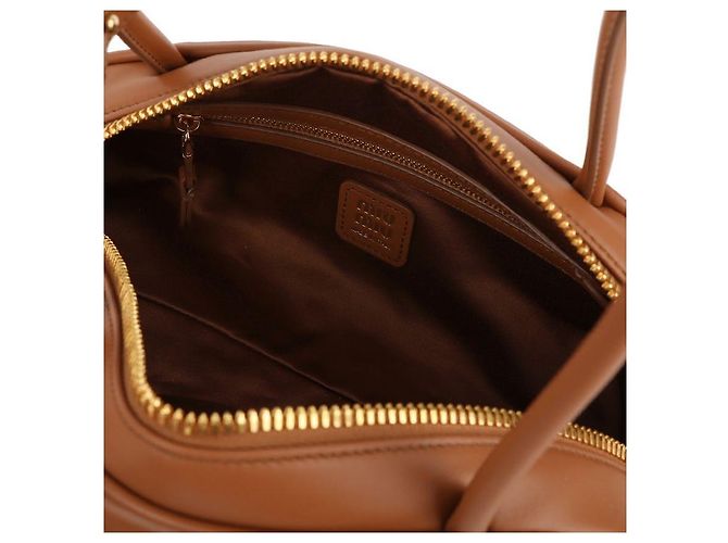 Miu Miu Borsa Tote in pelle media da donna Marrone - vista 8