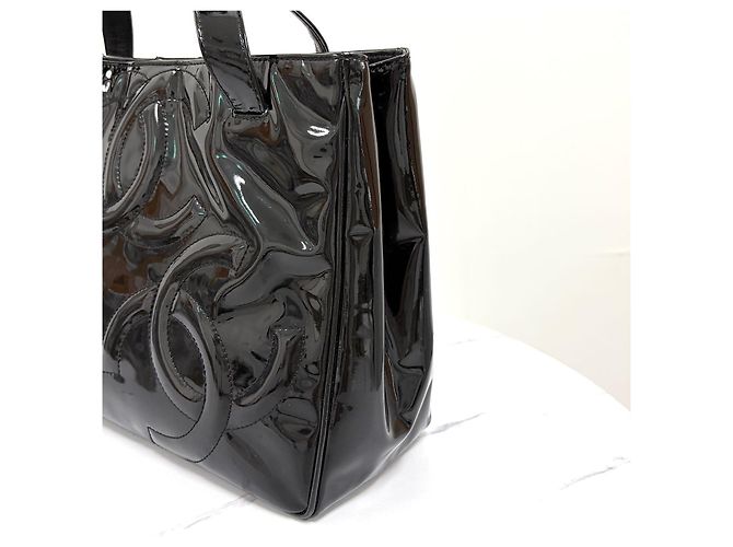 Chanel Borsa a tracolla in vernice con triplo logo CC Nera Nero - vista 20