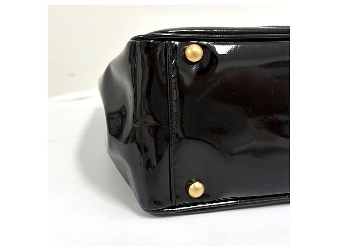 Chanel Borsa a tracolla in vernice con triplo logo CC Nera Nero - vista 25