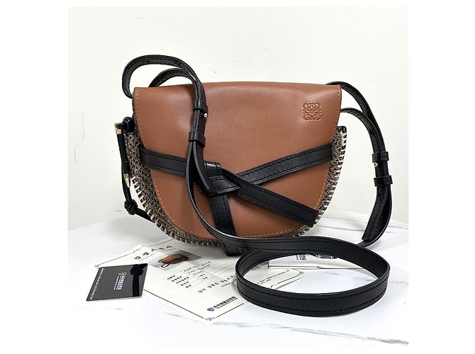 Loewe Borsa a tracolla piccola Tweed Gate Marrone - vista 13