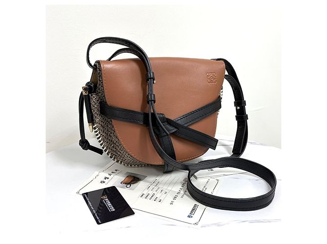 Loewe Borsa a tracolla piccola Tweed Gate Marrone - vista 16