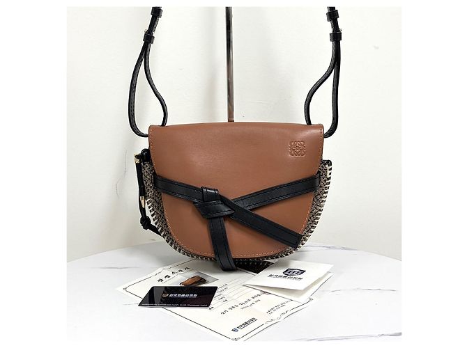 Loewe Borsa a tracolla piccola Tweed Gate Marrone - vista 18
