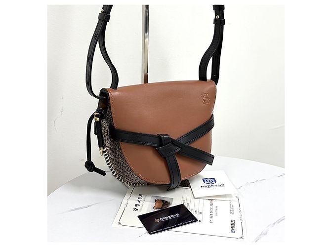Loewe Borsa a tracolla piccola Tweed Gate Marrone - vista 19