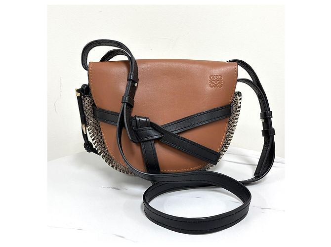 Loewe Borsa a tracolla piccola Tweed Gate Marrone - vista 20