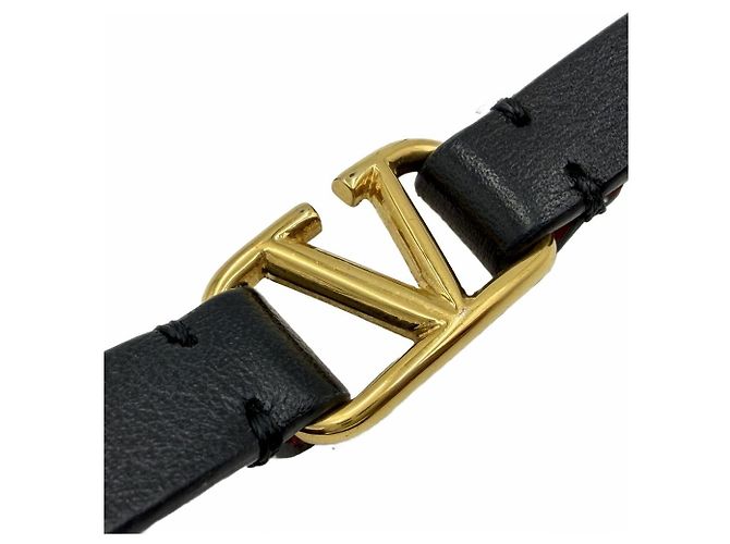 Valentino Bracciale in pelle con logo signature Nero - vista 14