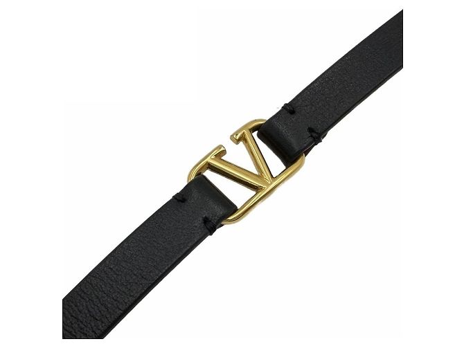 Valentino Bracciale in pelle con logo signature Nero - vista 2
