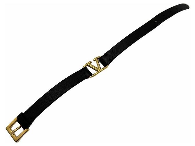 Valentino Bracciale in pelle con logo signature Nero - vista 3