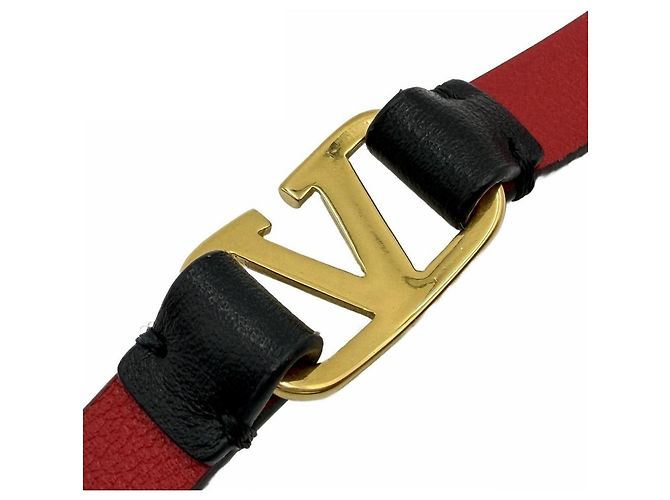 Valentino Bracciale in pelle con logo signature Nero - vista 6