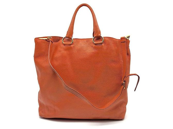 Prada Tote e borsa a tracolla in Vitello Daino Arancione - vista 3
