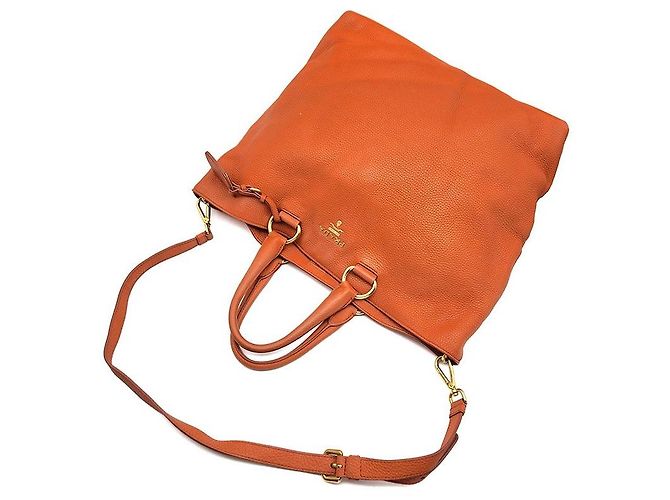 Prada Tote e borsa a tracolla in Vitello Daino Arancione - vista 4