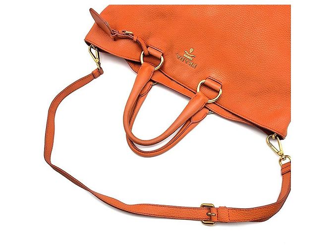 Prada Tote e borsa a tracolla in Vitello Daino Arancione - vista 5
