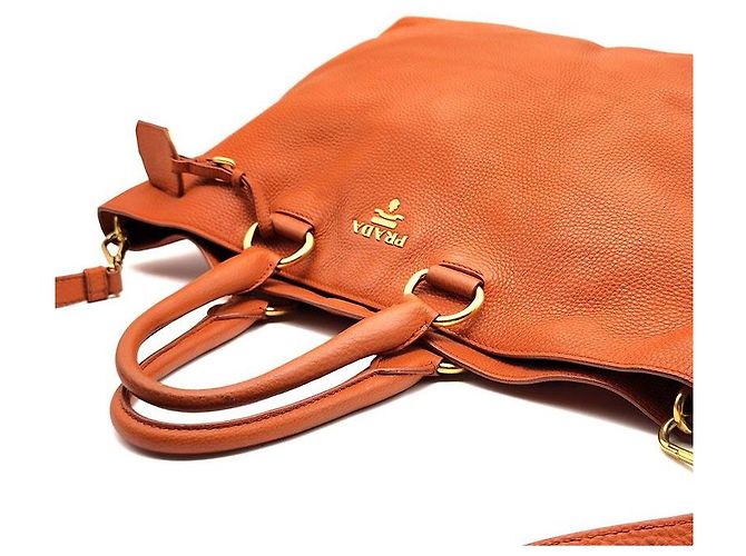 Prada Tote e borsa a tracolla in Vitello Daino Arancione - vista 6