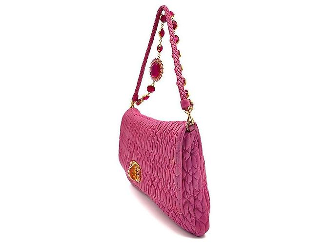 Miu Miu Borsa a Spalla Nappa Matelassé Crystal Rosa - vista 2