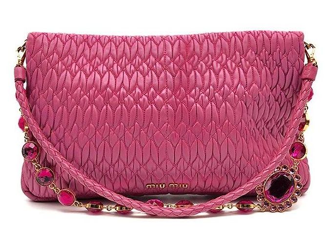 Miu Miu Borsa a Spalla Nappa Matelassé Crystal Rosa - vista 3