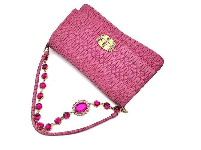 Miu Miu Borsa a Spalla Nappa Matelassé Crystal Rosa - vista 4
