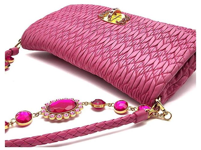 Miu Miu Borsa a Spalla Nappa Matelassé Crystal Rosa - vista 6