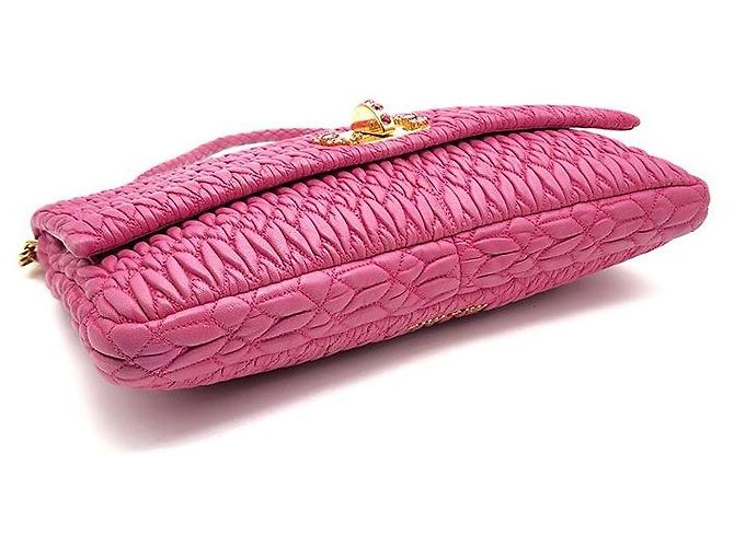 Miu Miu Borsa a Spalla Nappa Matelassé Crystal Rosa - vista 7