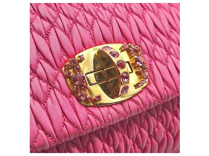Miu Miu Borsa a Spalla Nappa Matelassé Crystal Rosa - vista 8