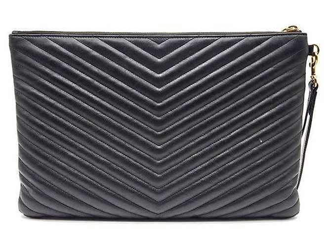 Saint Laurent Clutch Monogram Large Negro - vista 3