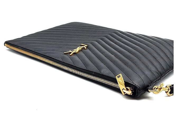 Saint Laurent Clutch Monogram Large Negro - vista 4