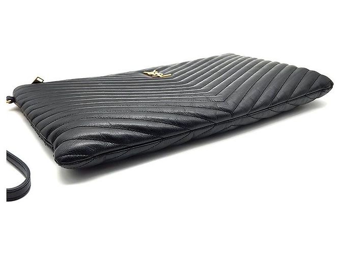 Saint Laurent Clutch Monogram Large Negro - vista 5
