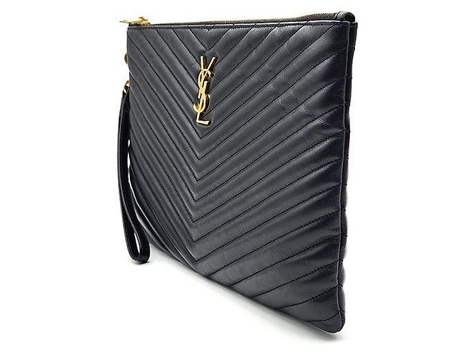 Saint Laurent Clutch Monogram New Medium Negro - vista 2
