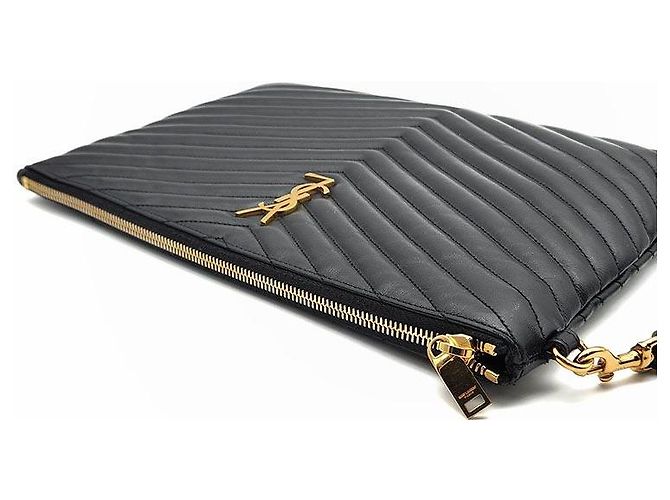 Saint Laurent Clutch Monogram New Medium Negro - vista 4