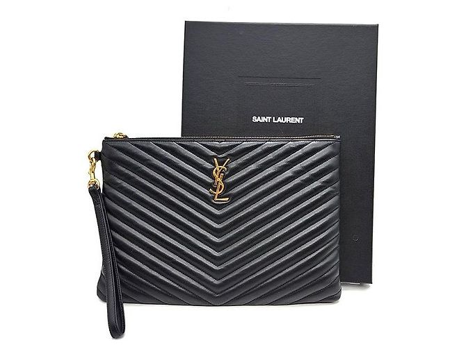Saint Laurent Clutch Monogram New Medium Negro - vista 7