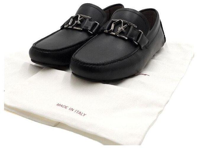 Salvatore Ferragamo Mocassini da guida in pelle nera Nero - vista 7
