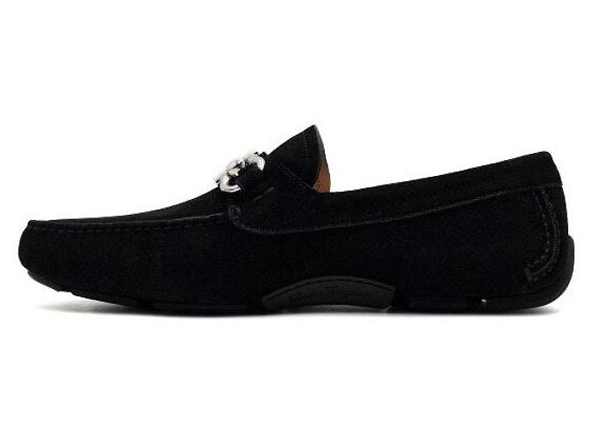 Salvatore Ferragamo Mocassins de conduite pour hommes en daim noir - vue 4