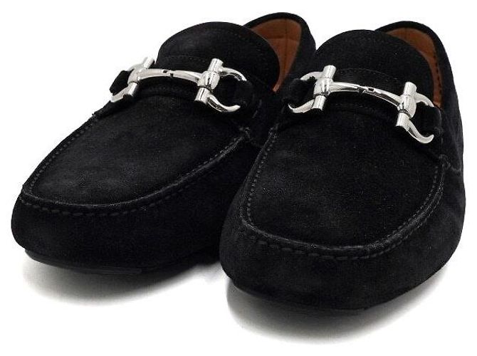 Salvatore Ferragamo Mocassins de conduite pour hommes en daim noir - vue 5