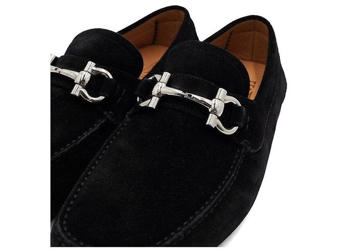 Salvatore Ferragamo Mocassins de conduite pour hommes en daim noir - vue 6