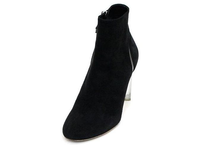 Louis Vuitton Black Suede Leather Silhouette Heels Women's Ankle Boots - view 2