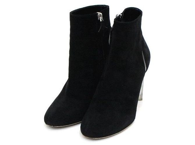 Louis Vuitton Black Suede Leather Silhouette Heels Women's Ankle Boots - view 3