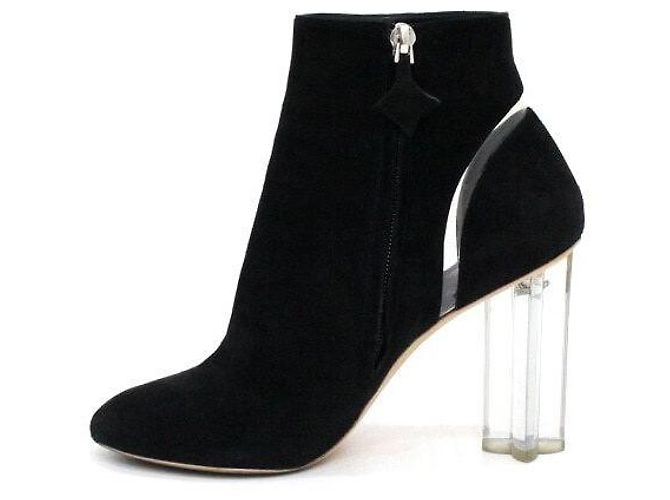 Louis Vuitton Black Suede Leather Silhouette Heels Women's Ankle Boots - view 4
