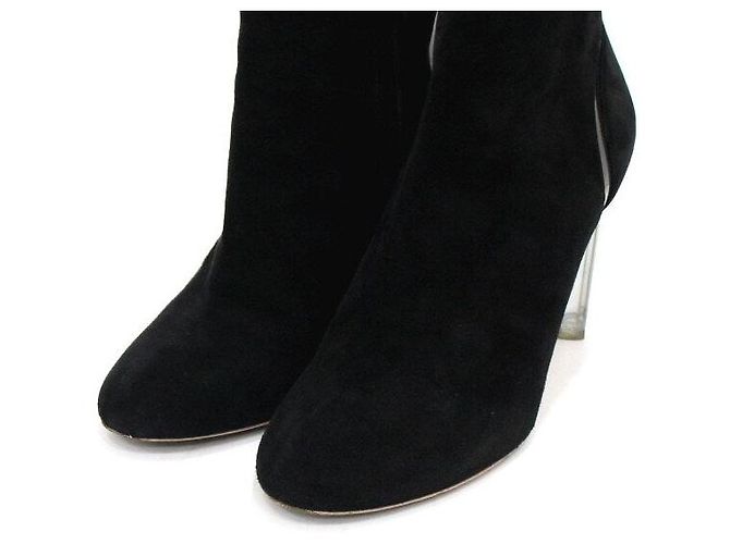 Louis Vuitton Black Suede Leather Silhouette Heels Women's Ankle Boots - view 6