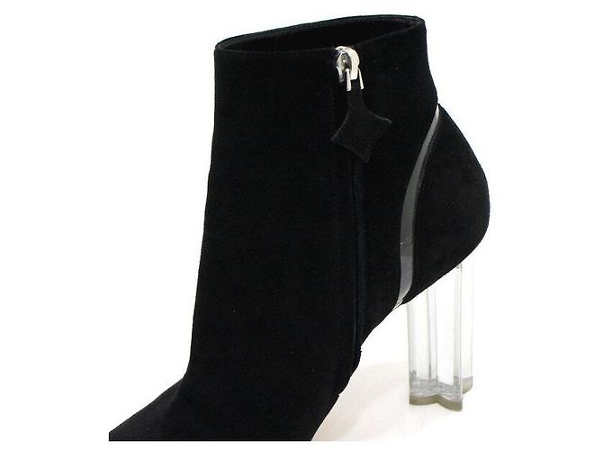 Louis Vuitton Black Suede Leather Silhouette Heels Women's Ankle Boots - view 7