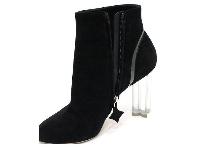 Louis Vuitton Black Suede Leather Silhouette Heels Women's Ankle Boots - view 8