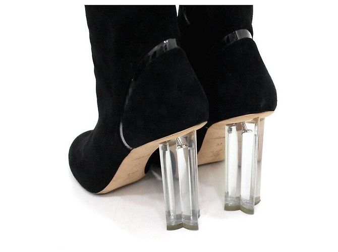 Louis Vuitton Black Suede Leather Silhouette Heels Women's Ankle Boots - view 9