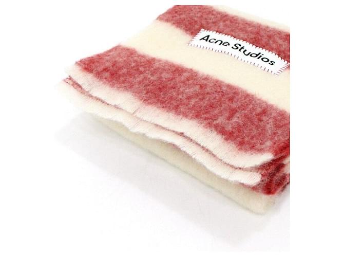 Acne Sciarpa a righe in misto lana e mohair Rosso - vista 2