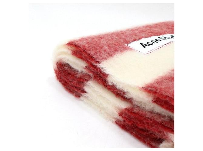 Acne Sciarpa a righe in misto lana e mohair Rosso - vista 3
