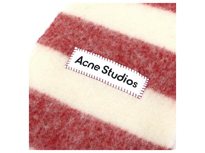 Acne Sciarpa a righe in misto lana e mohair Rosso - vista 4