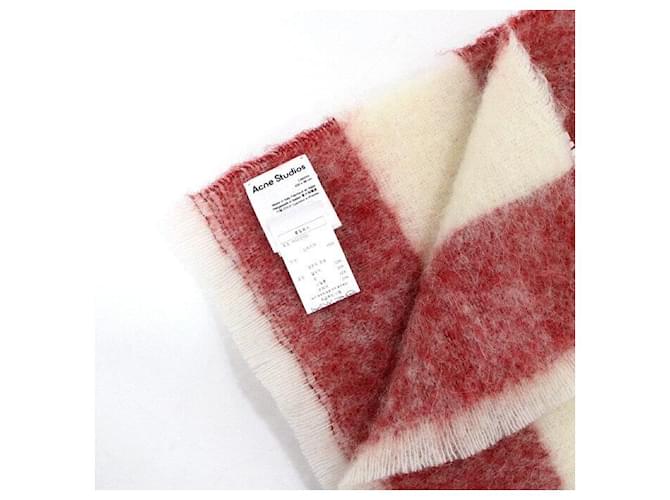 Acne Sciarpa a righe in misto lana e mohair Rosso - vista 5