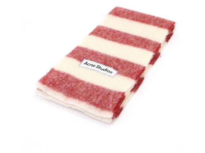 Acne Sciarpa a righe in misto lana e mohair Rosso - vista 6